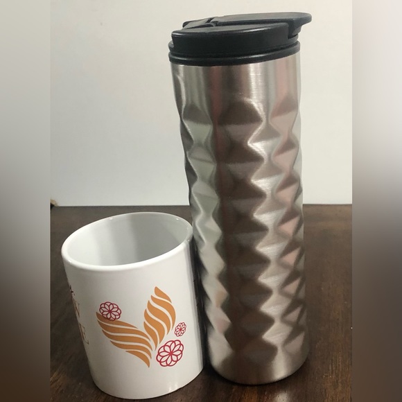 2PC Set Stainless Steel Travel Mug/ Ceramic Mug if empty Brew More tea graphic. - Picture 3 of 5